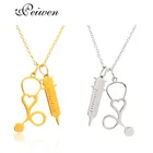 Медицинская стетоскоп подвеска в виде шприца ожерелье для медсестрыдоктора сердце воротник золотой серебряный цвет ожерелье из нержавеющей стали ювелирные изделия