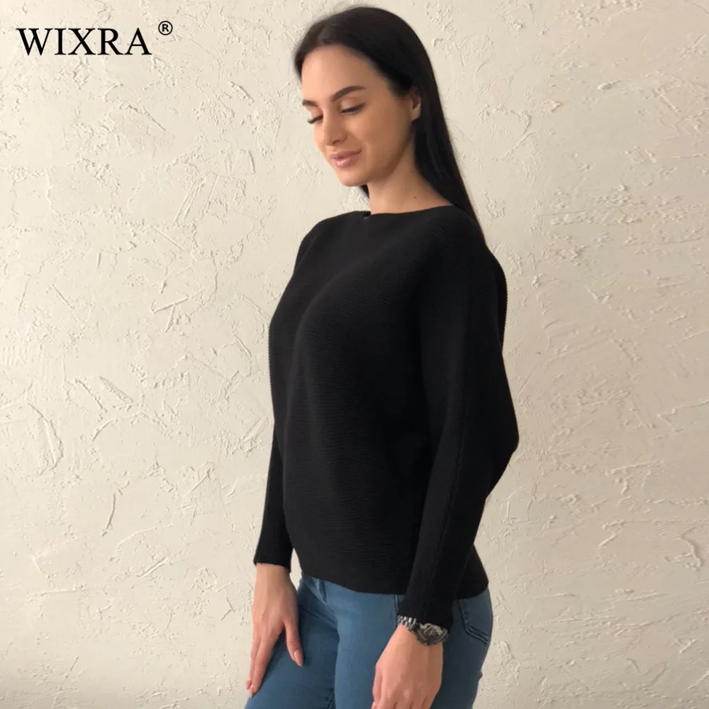 Женский базовый пуловер Wixra модный Свободный с вырезом лодочкой и рукавом