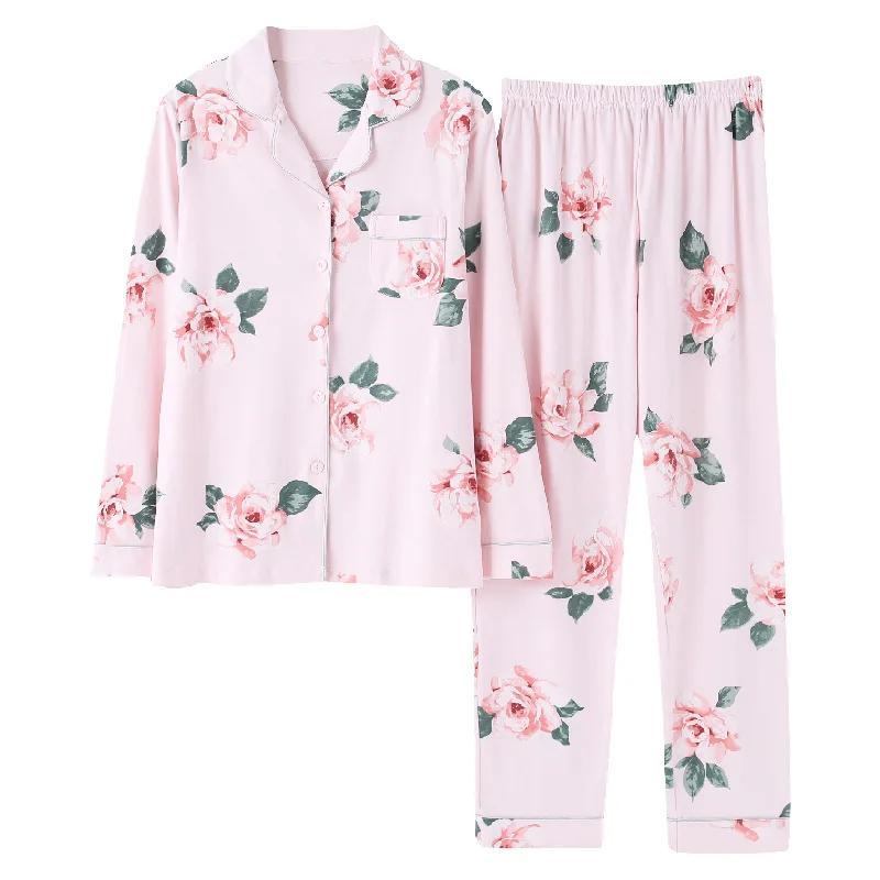 Women Cotton Lingerie Cute Cartoon Pyjamas Sleepwear Long Sleeve Underwear Nightwear Set Pajamas Pijamas Femme | Женская одежда