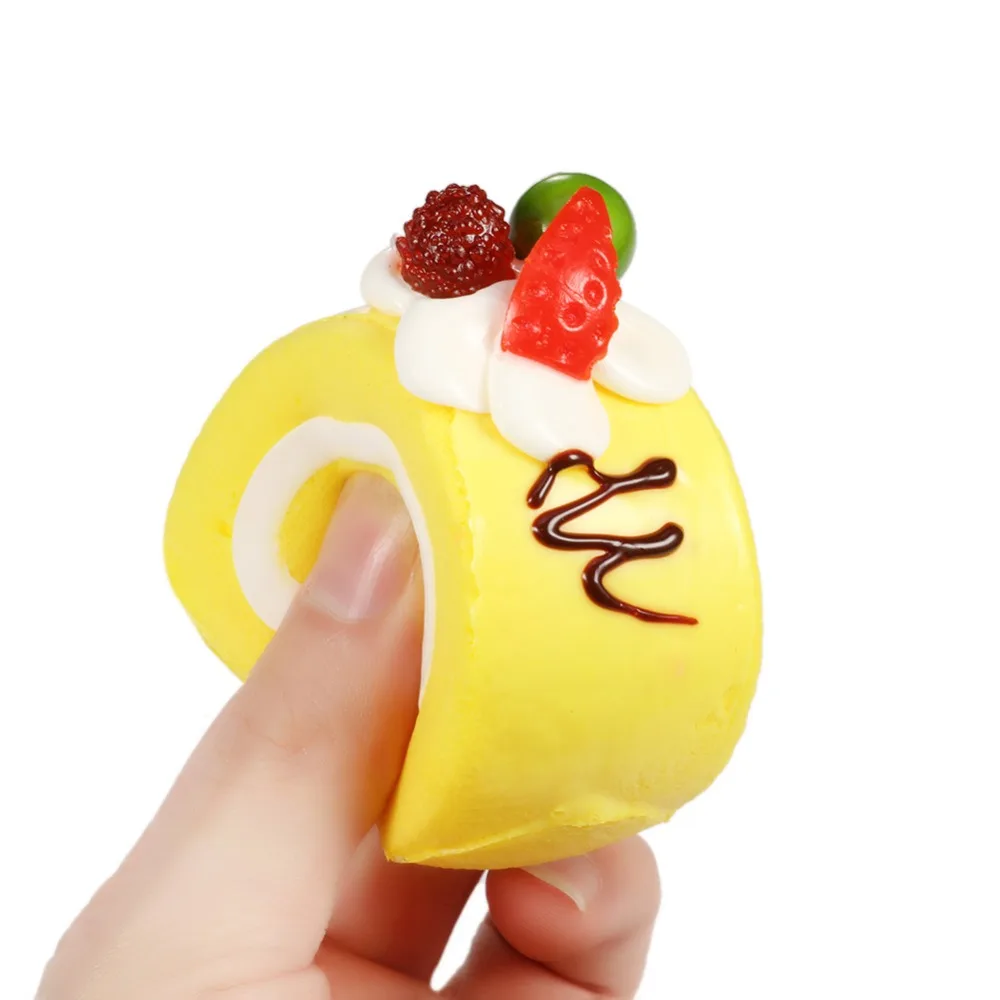 Kawaii Simulation Fruit Cream Swiss Roll Cake buns Squishy slow rising Bread Phone Strap cute Pendant Scented Squishes toys | Игрушки и