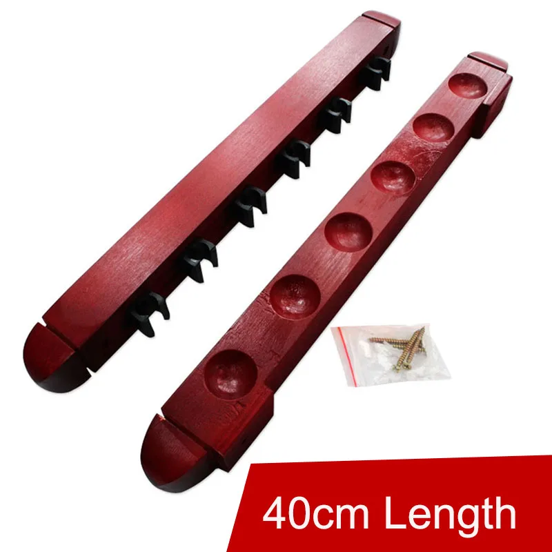 WOLFIGHTER Wood 6 Billiards Pool Cue Sticks Holder Wall Rack 40cm Length Red Yellow Color China