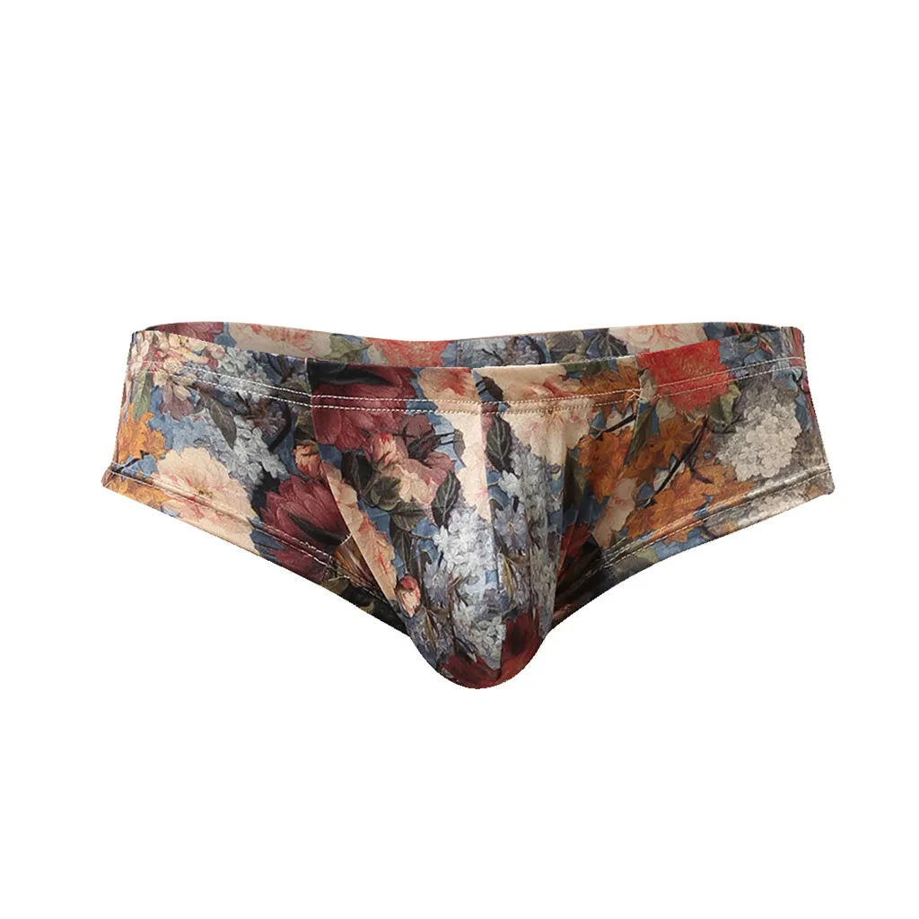 Panties Brief men floral Men Sexy Underwear Nylon Printed Pouch Underpants d90411 | Тематическая одежда и униформа