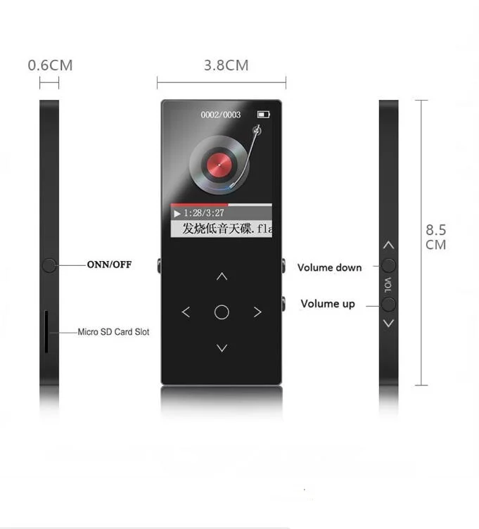 Bluetooth 4,1 MP3 плеер BENJIE K8 с сенсорным ключом ультра тонкий 8 ГБ/16 ГБ MP3 музыкальный плеер 1,8 дюймов цветной экран без потерь звук с FM
