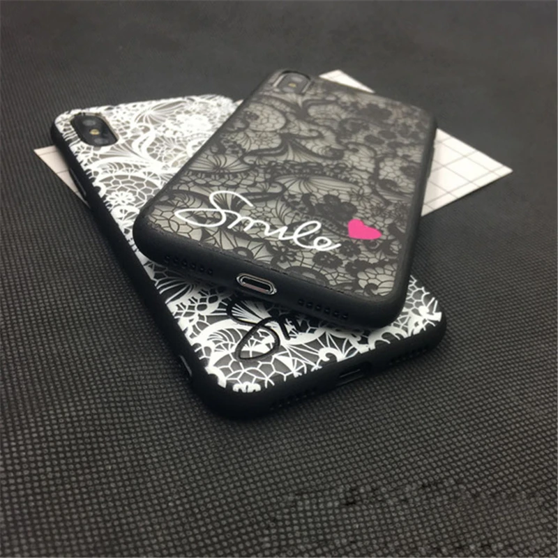 Чехол с кружевными цветами для Huawei P20 Lite iphone X 8 7 6 6S Plus жесткий чехол из ПК + ТПУ Samsung