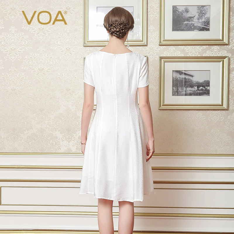 Женское шелковое жаккардовое платье VOA повседневное свободное до колена с