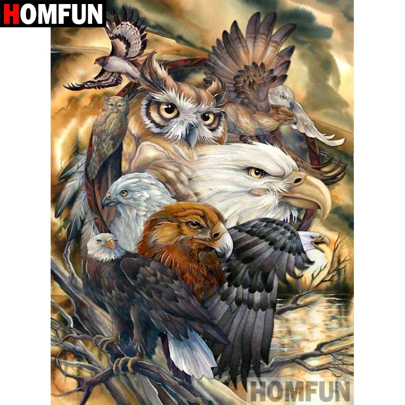 Алмазная живопись HOMFUN Орлиная Сова картина из квадратных/круглых страз 5D сделай