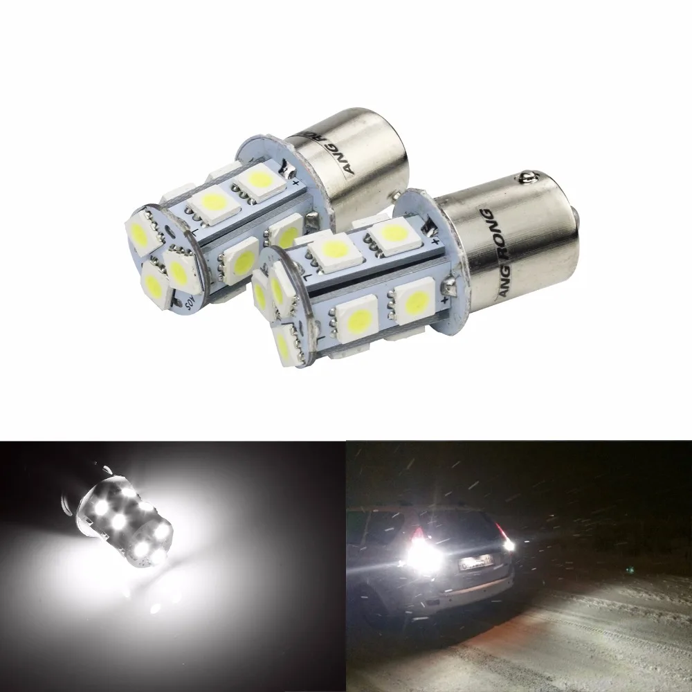 

ANGRONG 10pcs 13 SMD LED 5050 Chips BA15S 1156 Car Daytime Running Light DRL Lamp Auto Brake Light