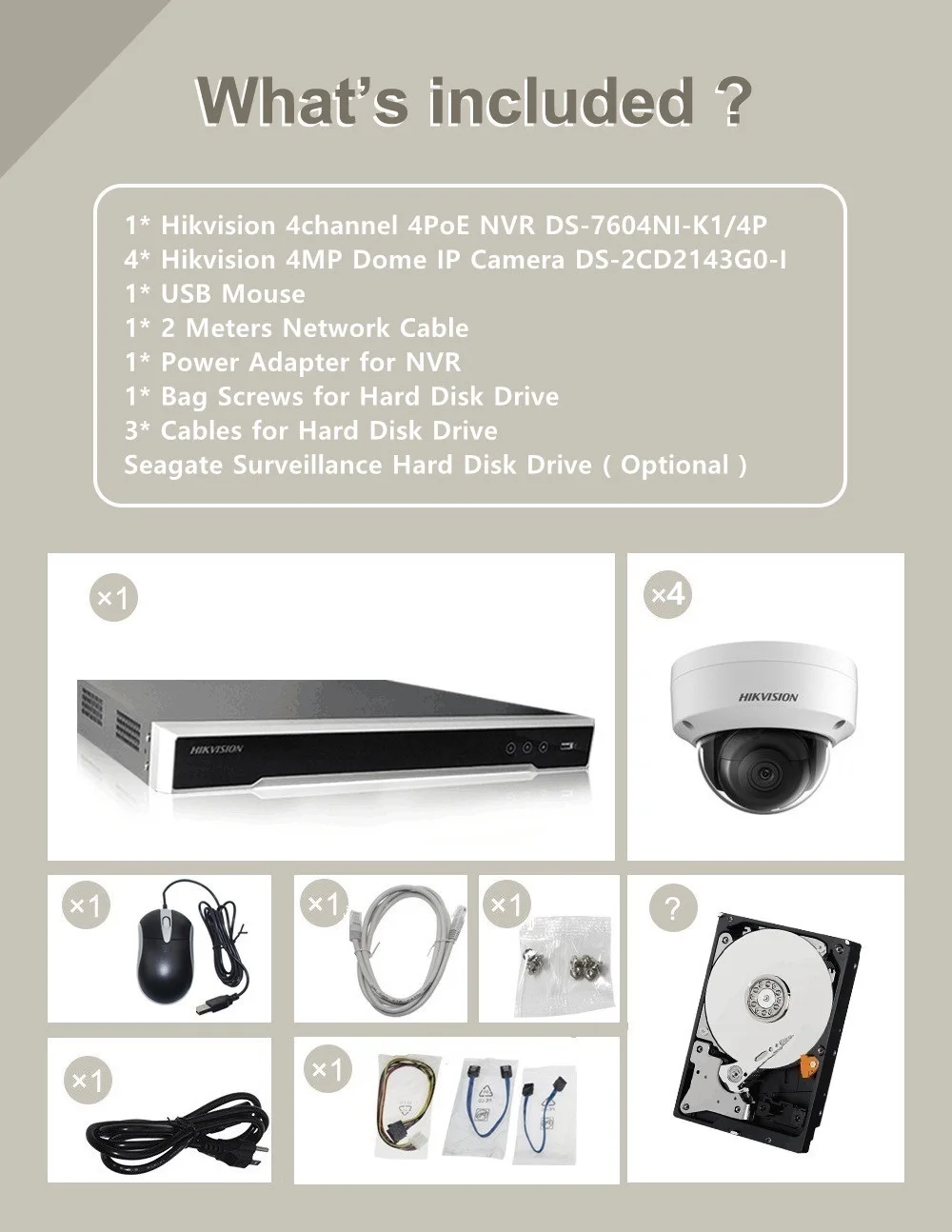 Видеонаблюдения Hikvision Наборы 4mp IP Камера DS 2CD2143G0 I H.265 POE IP67 заменить 2CD2142FWD