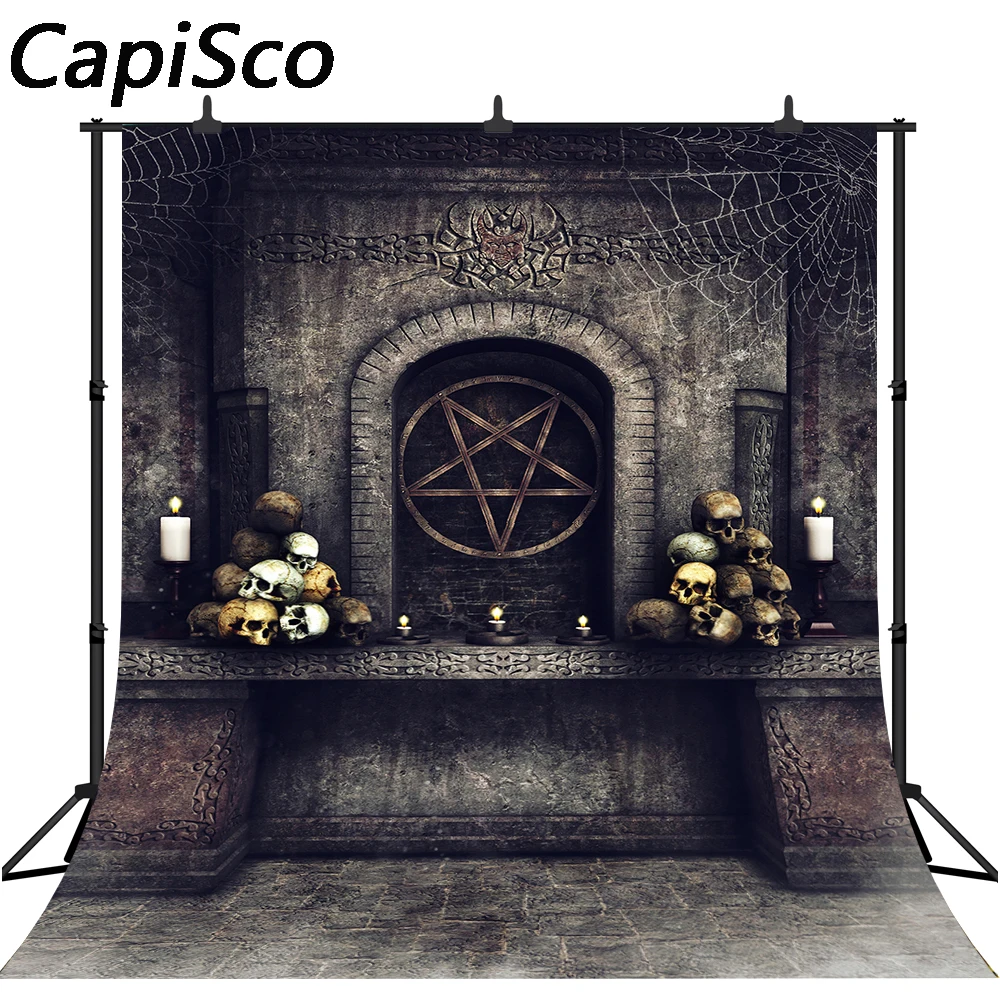 Capisco фотография Фон Готический алтарь ужас черепа кости свечи в старинном стиле