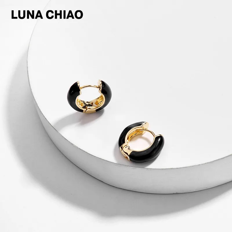 Женские мини серьги кольца LUNA CHIAO популярные эмалированные медные нового дизайна