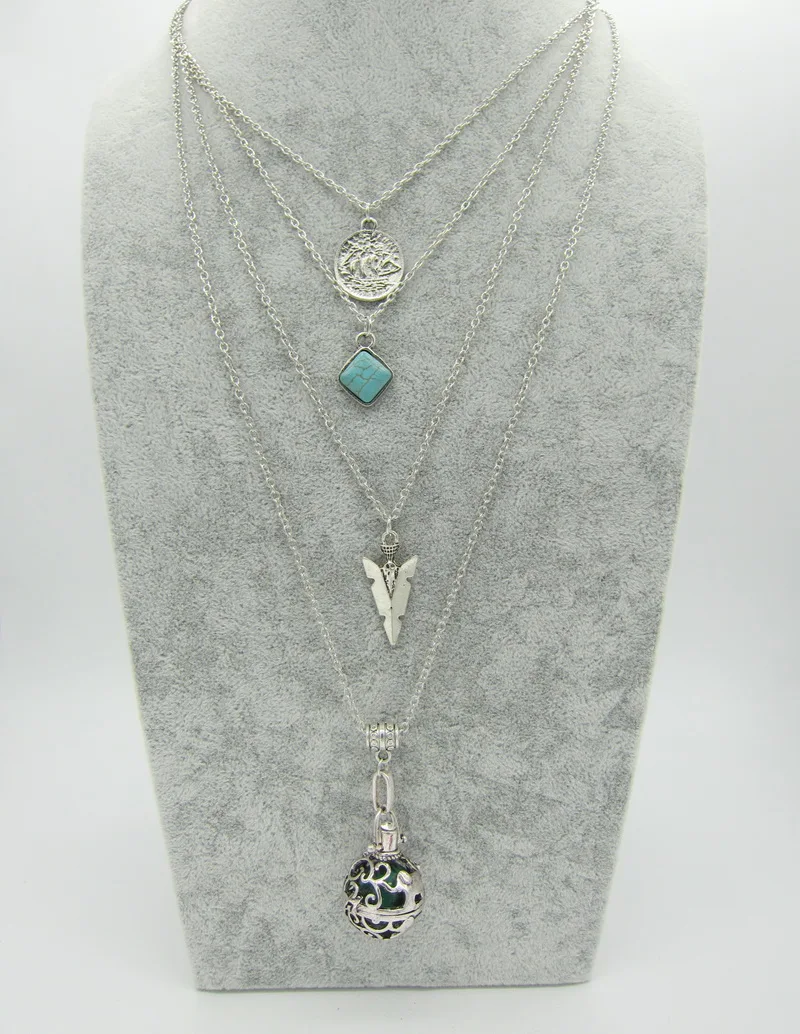 Новинка 2017 античная серебряная цепочка многослойная с бусинами сплав амулеты и