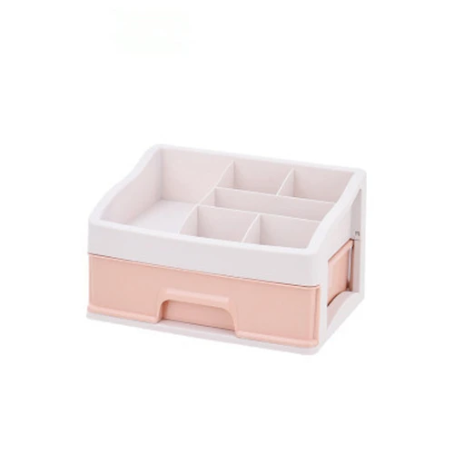 1 layer pink 1 шт., настольная коробка для макияжа, пластиковый ящик для хранения косметики, офисный органайзер для мелочей, контейнер для макияжа, коробки, органайзер для косметики - Цвет: 1 layer pink