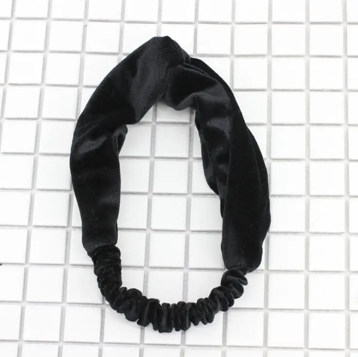 Color 7 Women Girls Fashion Velvet Knitted Korean Solid Bezel Hairband Hair Accessories Elegant Cross Headband Ornament For Female Girls - Цвет: Color 7