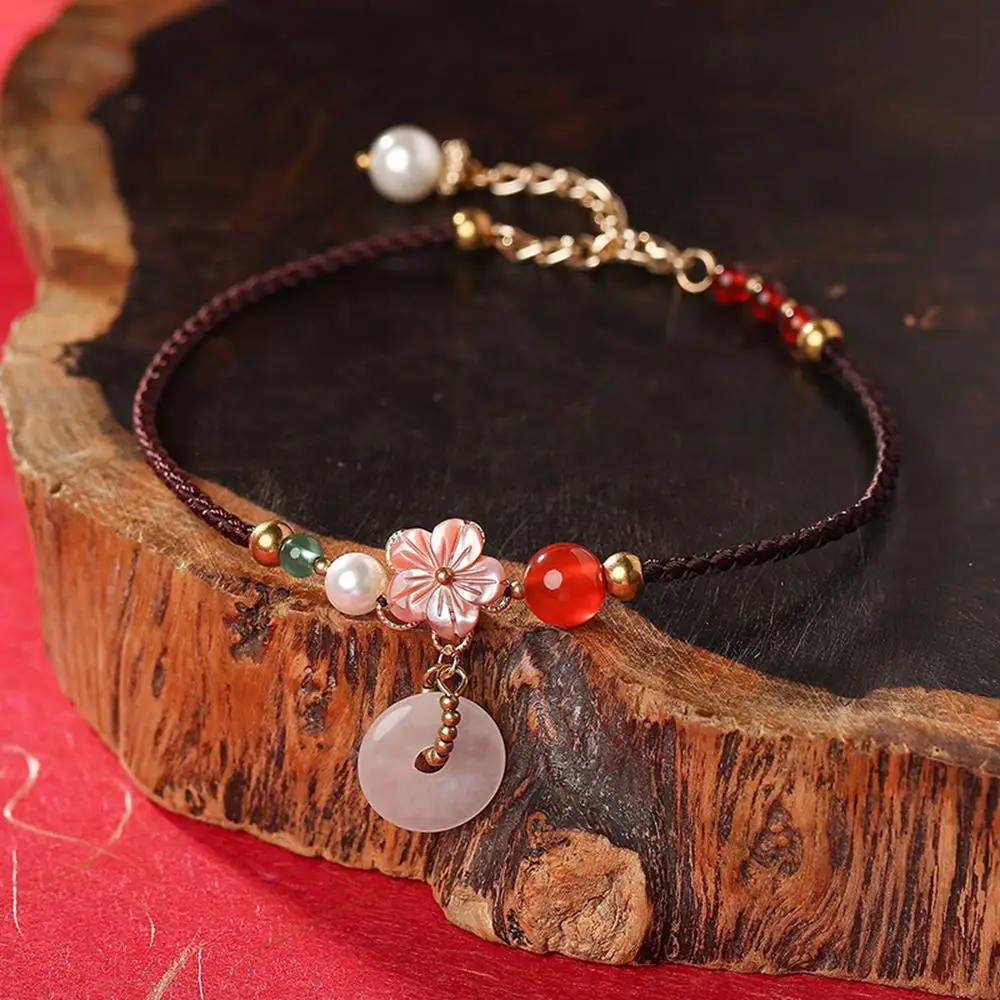Ethnic Handmade Shell Bead Green Red Stone Flower Anklet Rope Unique Foot Ornaments Zinc alloy Female Accessories JL-190309 | Украшения и