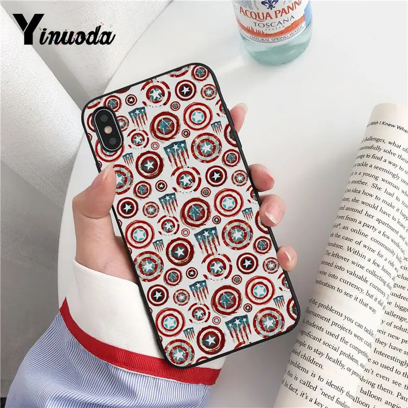 Yinuoda Marvel логотип Мстители черный ТПУ мягкий чехол для телефона iPhone 8 7 6 6S Plus X XS MAX 5 5S