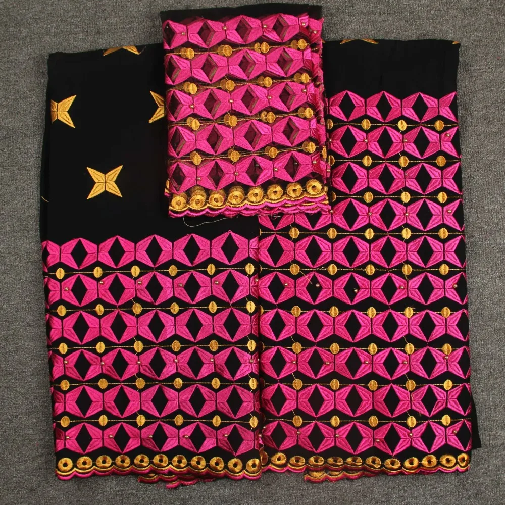 2018(2+2.5+2.5yards/set) high quality African cotton lace fabric set with delicate embroidery for making attractive dress AHL006 | Дом и сад