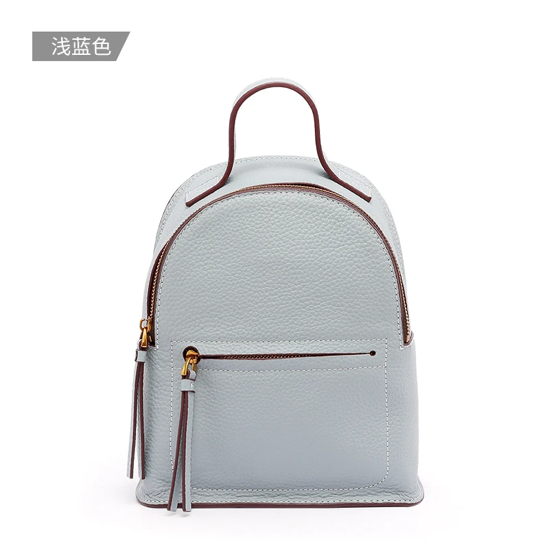 Light blue Bostanten, модный рюкзак из натуральной кожи, женские сумки, рюкзак для девочек, школьные сумки на молнии, кожаный рюкзак - Цвет: Light blue