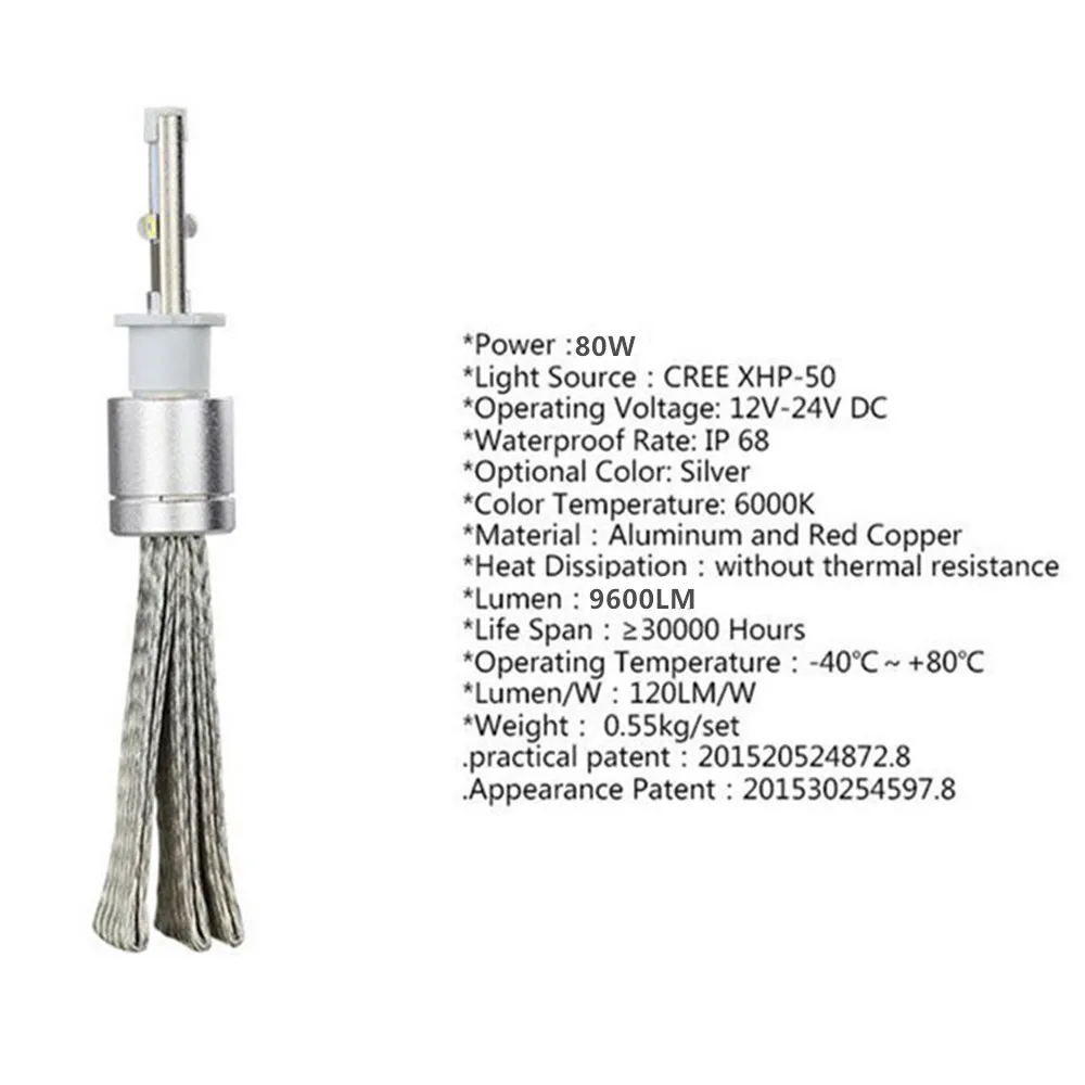 MODOSON 2 шт. светодиодный фар автомобиля R3 80 Вт 6000 К 9600LM H7 H1 H4 H3 H11 H8 9005 9006 9007 лампы фары