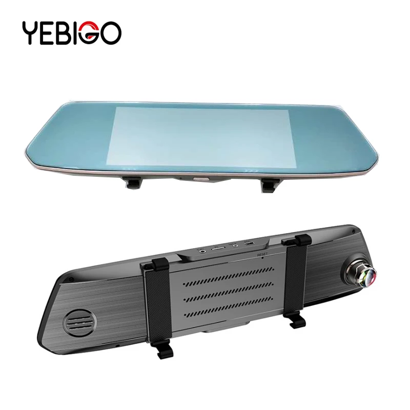 Автомобильный видеорегистратор YEBIGO с двумя объективами, 7,0 дюймов, Full HD, 1080 P, видеорегистратор, зеркало заднего вида, видеорегистратор, автомобильная камера, видеорегистратор, 7 дюймов
