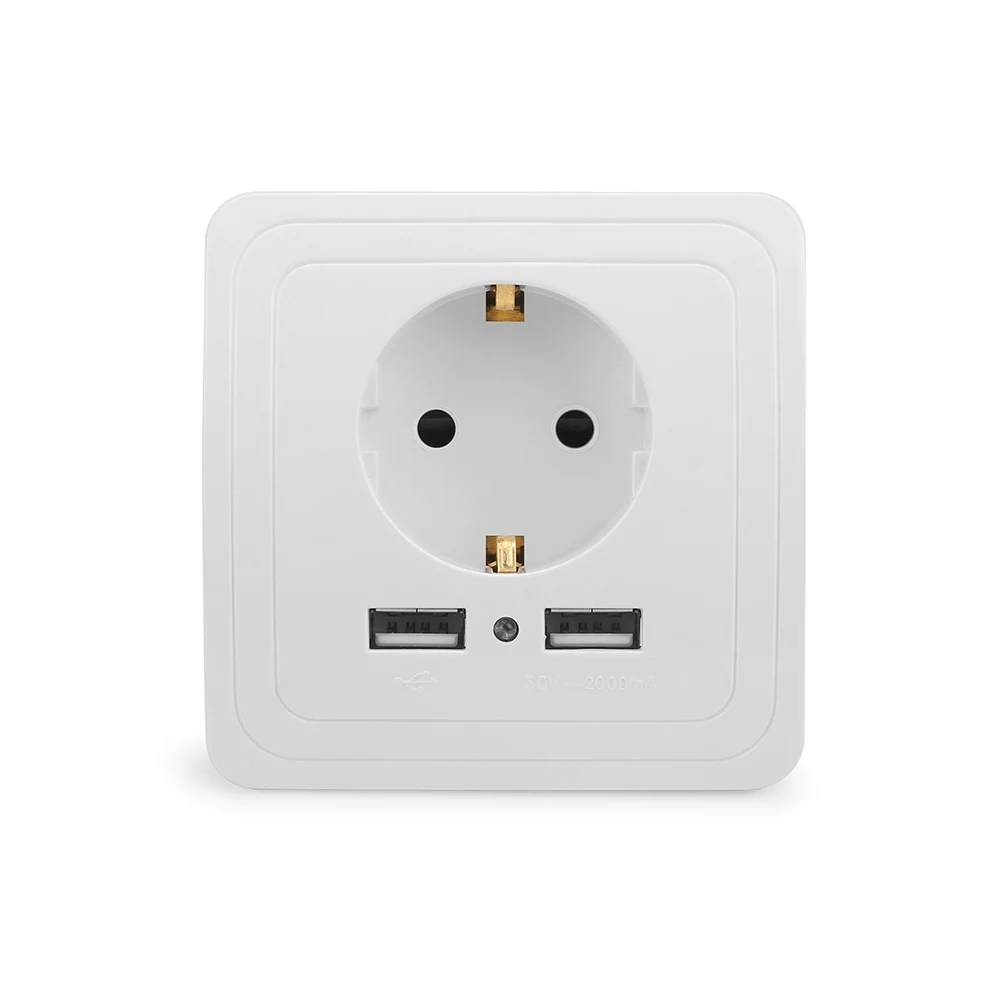 Штепсельная Вилка европейского стандарта 16A 250В двойная USB розетка домашняя