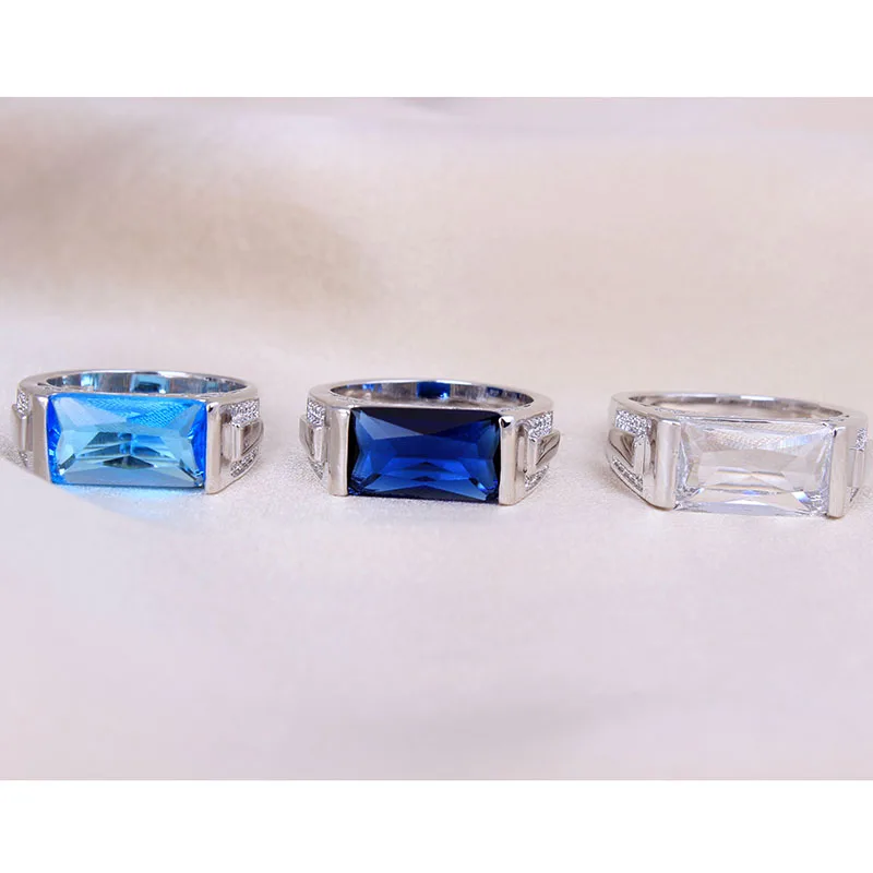 VNFURU большие длинные квадратные королевские кольца синий белый кристалл