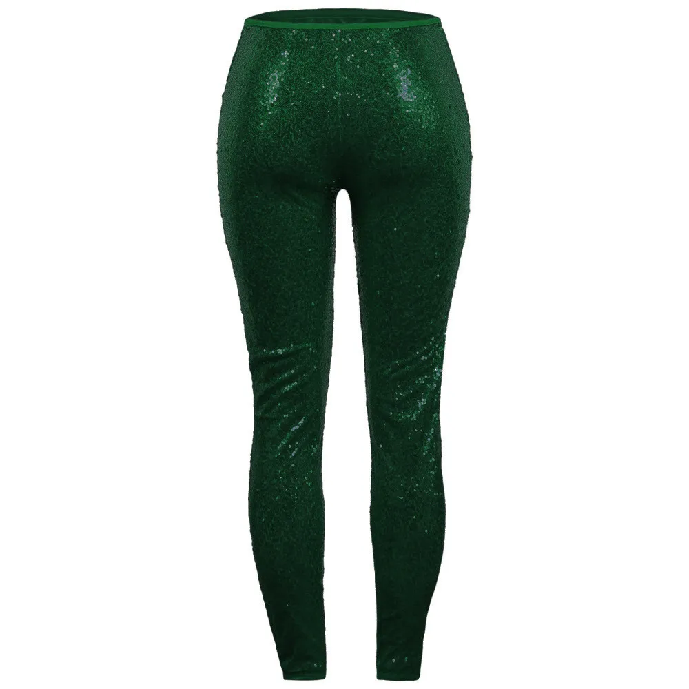 FREE OSTRICH Women Plus Size Shiny Sequin Slim Leggings Pants Ladies Sexy Clubwear Trousers pantalones mujer cintura alta