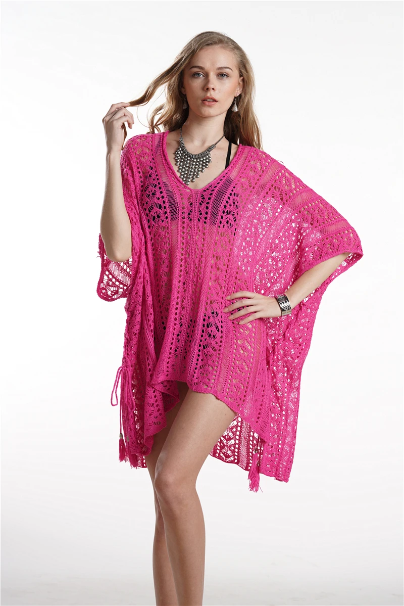 

Beach Style Loose Solid Hollow Out Summer Dress Women Vestido De Festa Robe Femme Spaghetti Strap V-Neck Above Knee, Mini