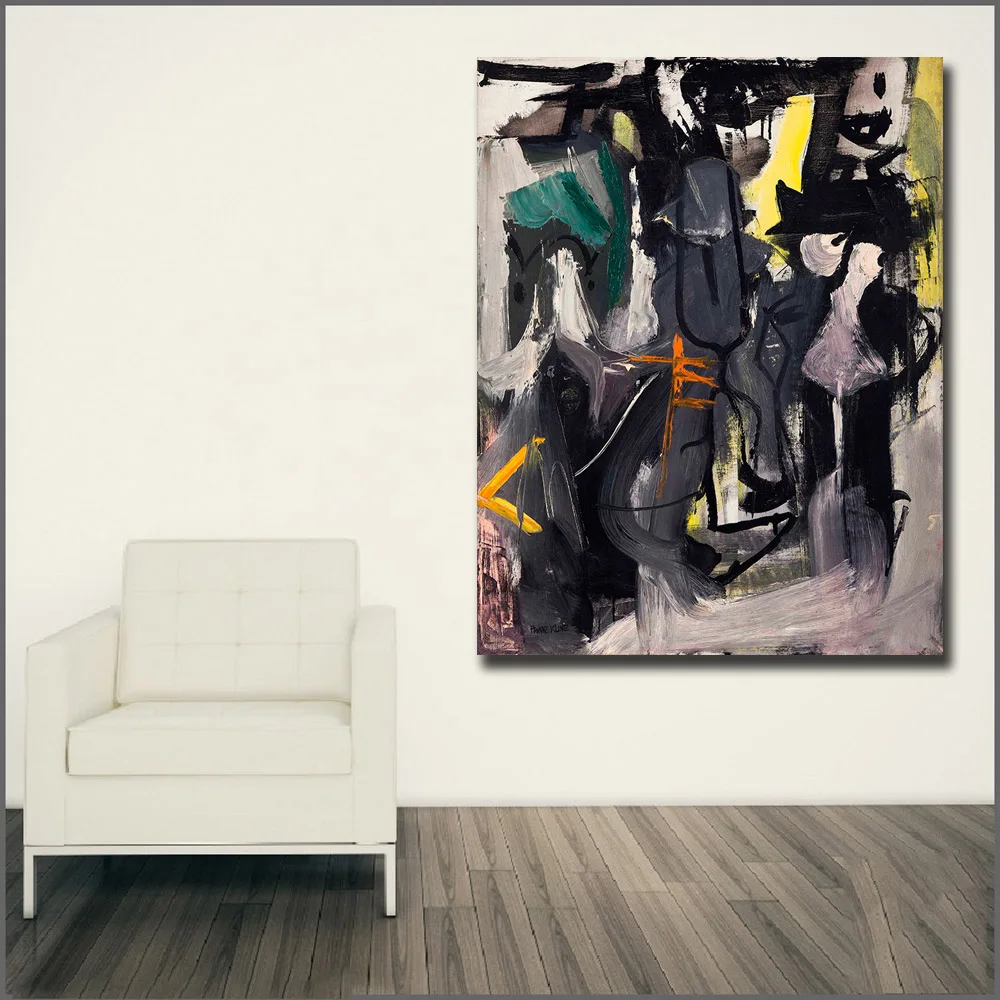 

Large Size Oil Painting Franz_kline_untitled 3 Wall Art Canvas Prints Pictures for Living Room and Bedroom No Frames WLONG