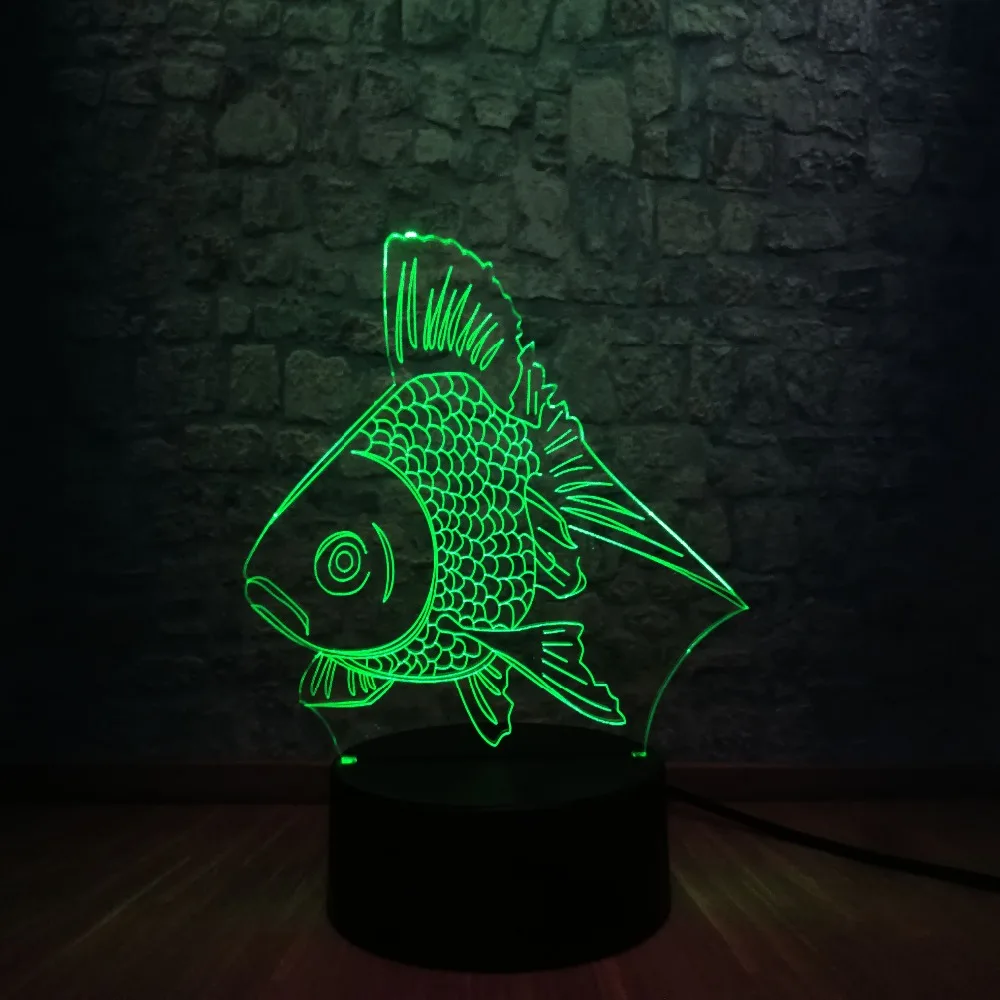 7 цветов Изменение 3D золотая рыбка USB Светодиодная лампа детский подарок на день