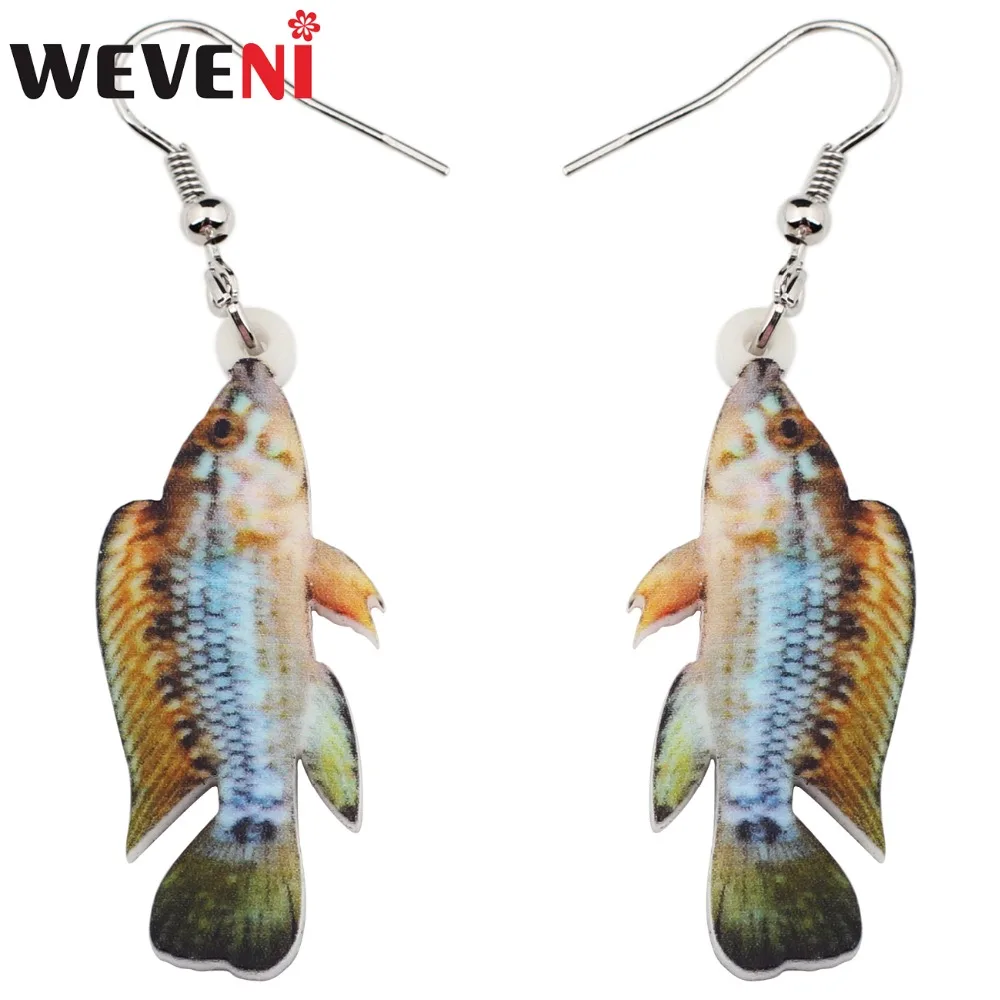 Акриловые серьги гвоздики WEVENI с завитками Dwart Cichlid рыбки Висячие большие длинные