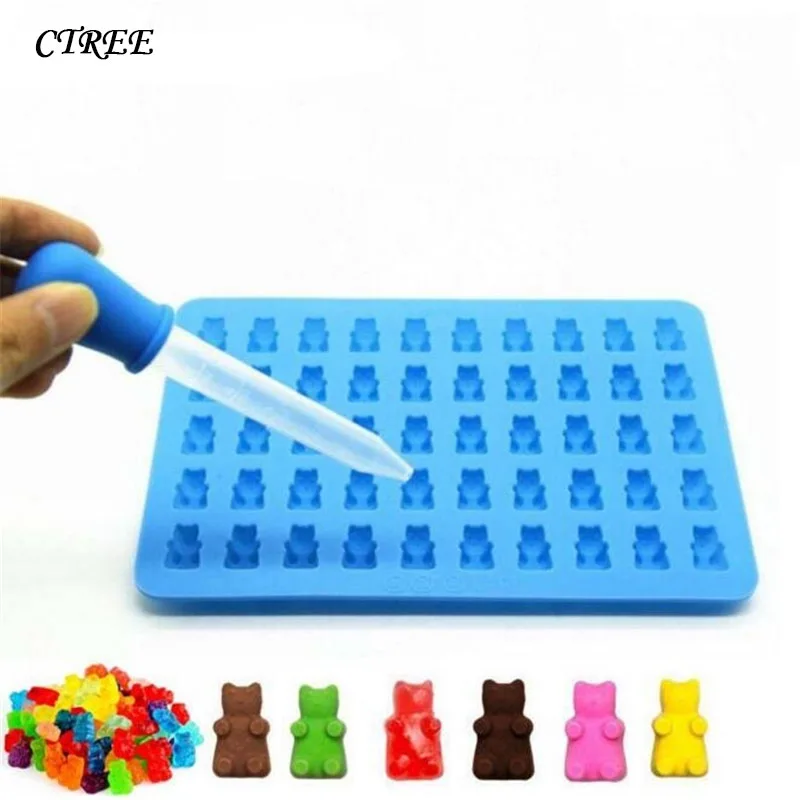

CTREE DIY 50 Holes Cartoon Bear Silicone Ice Cube Mold Chocolate Mould Tray Ice Cream Tools Maker Cocktail Bar Cream Tubs C821
