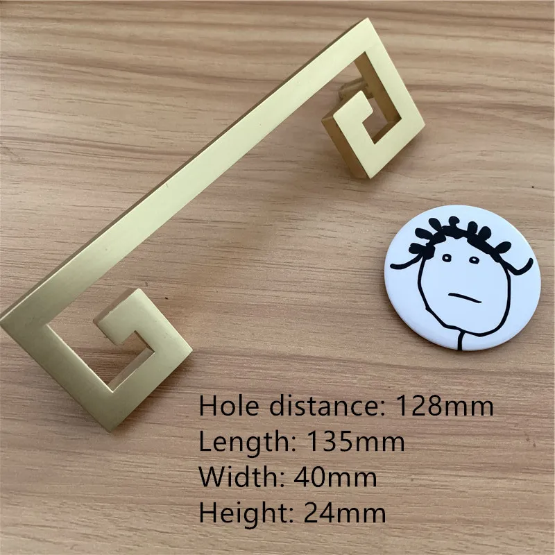 hole distance 128mm LCH цинковый сплав, матовый золотой медный цвет, ручка для шкафа, выдвижная ручка, дверная ручка, художественная мебель в китайском стиле, фурнитура - Цвет: hole distance 128mm