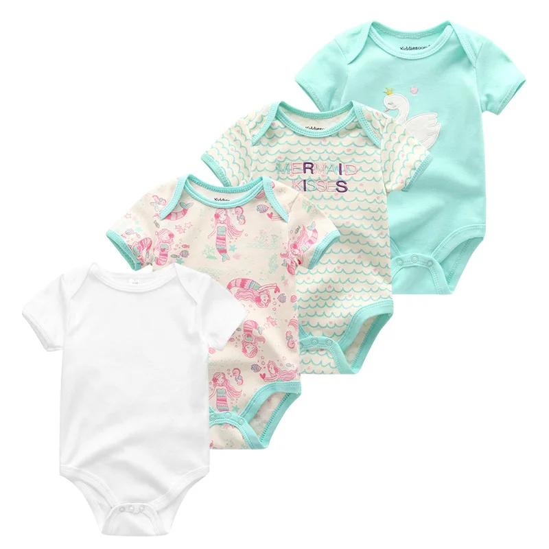 baby girls clothes12 Летняя одежда из хлопка для новорожденных, 4 шт./партия комбинезон с коротким рукавом для мальчиков и девочек с рисунком единорога Roupas de bebe, хлопок - Цвет: baby girls clothes12