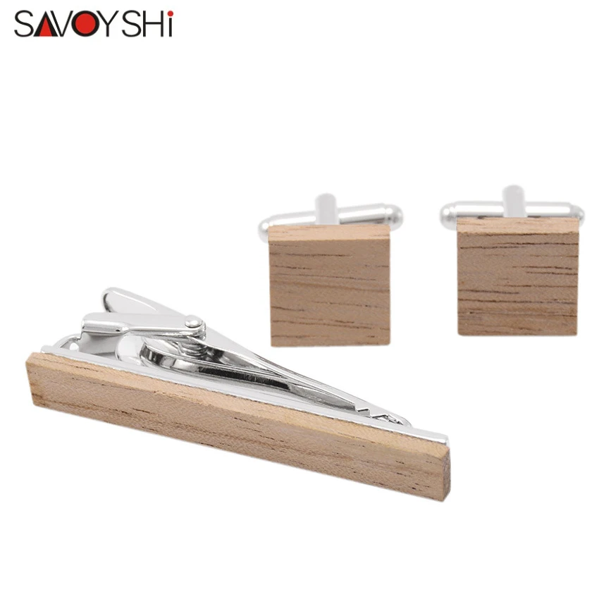 SAVOYSHI низкая ключ роскошные деревянные запонки зажимы для галстука наборы лаконичный рис белый модный дизайн запонки Бизнес подарок брендовые ювелирные изделия