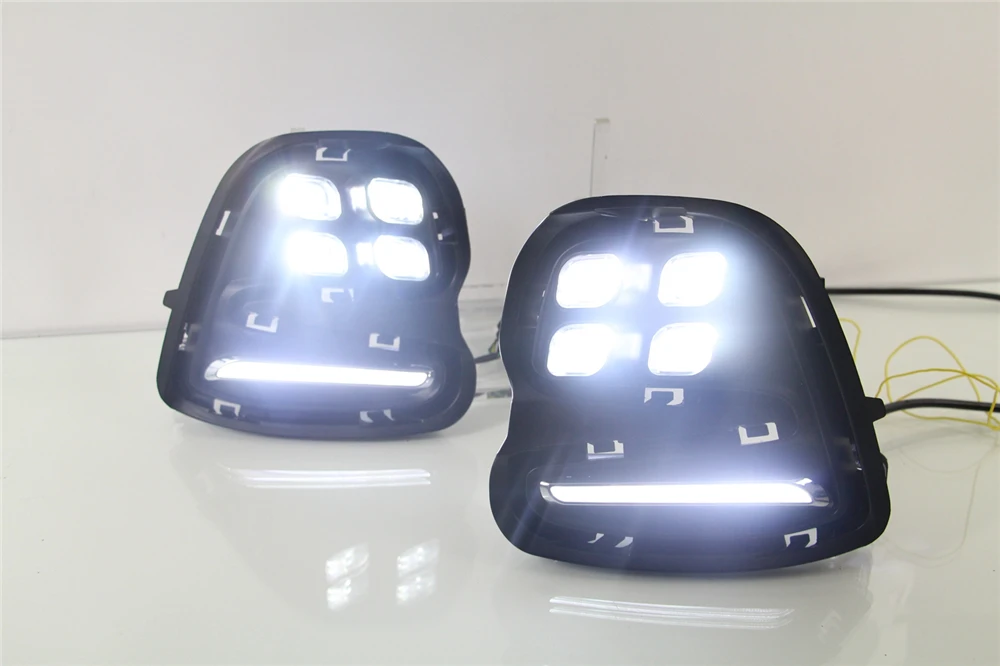 CSGJMY 2PCS For Chevrolet Cavalier 2016 2017 2018 Daytime Running Lights Turn Signal Fog Lamp Cover 12V ABS LED DRL Car Styling |