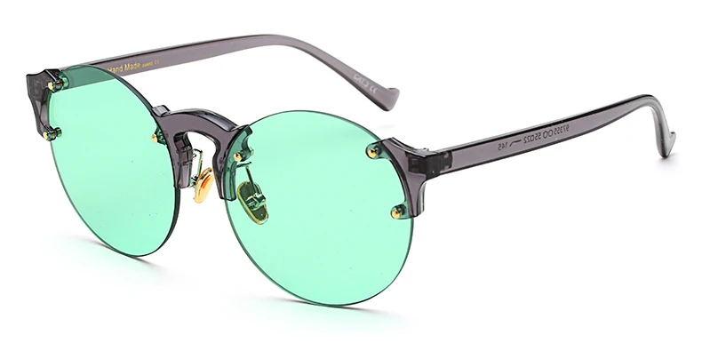 clear green Peekaboo, без оправы, прозрачные солнцезащитные очки для женщин, яркие цвета, оранжевый, желтый, красный, модные солнцезащитные очки, круглые, мужские, uv400 - Цвет линз: clear green