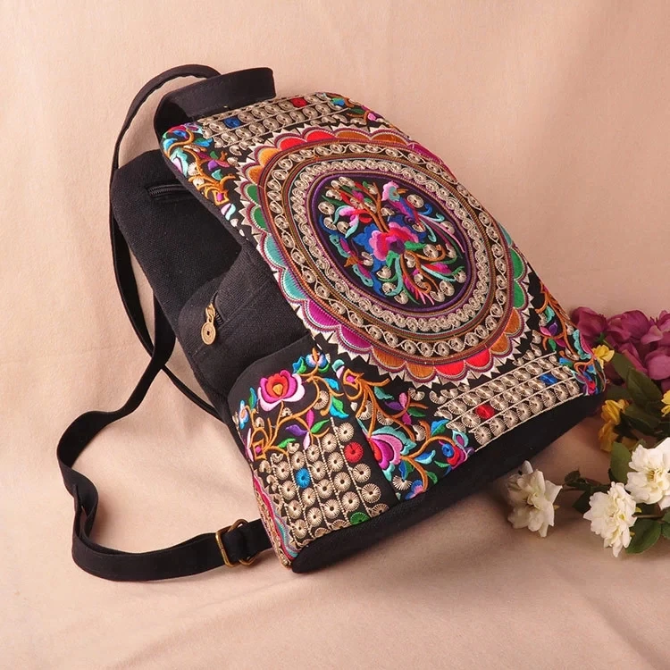 Женский этнический рюкзак ручной работы с цветочной вышивкой сумка для