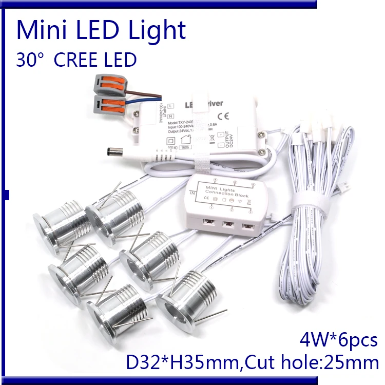 Светодиодный потолочный светильник D32xH35mm CREE 4W встроенный для шкафа с