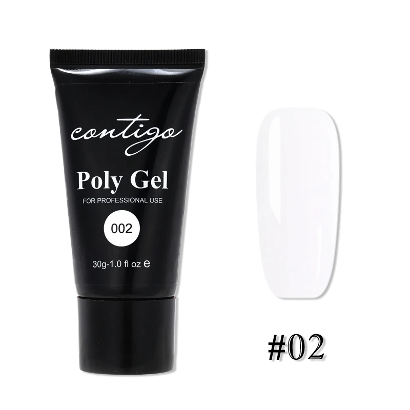02 CONTIGO 30 г полигель, полигель для ногтей, полигель, 10 цветов, строительный полигель, УФ акриловый гель для наращивания ногтей, дизайн лака, гибридный лак - Цвет: 02