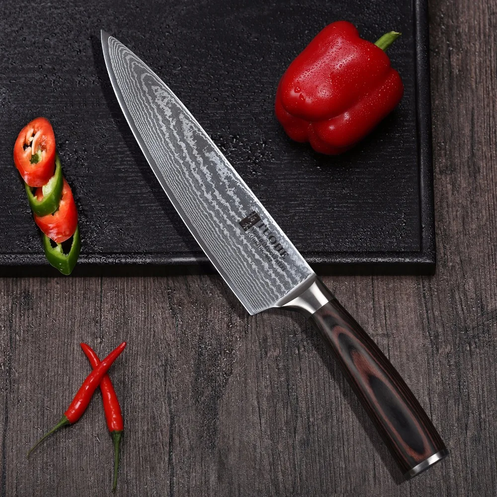 TUOHE 8 &quotпрофессиональный нож шеф повара из японской дамасской стали ультра