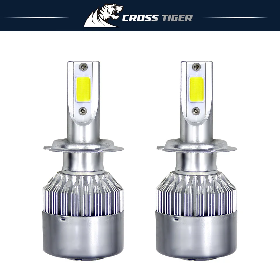 Crosstiger 72 Вт COB H7 H1 H4 H3 H11 H8 9005 9006 9007 880 C6 лампы фары светло-золотистый Автомобильные 3000