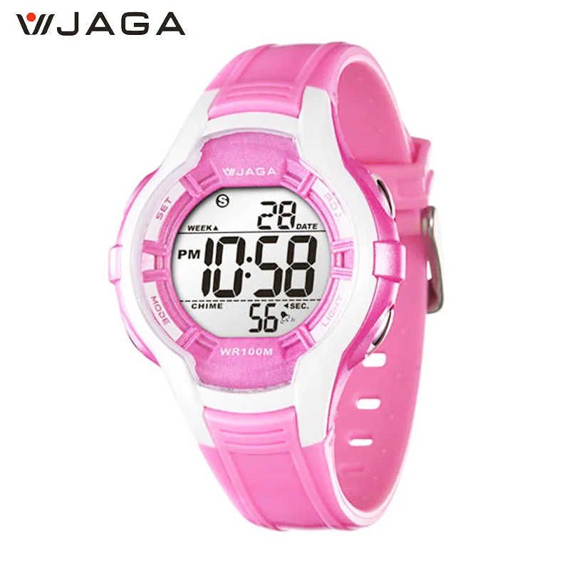 JAGA Relojes Hombre женские многофункциональные электронные часы Relogio Feminino водонепроницаемые спортивные часы M994 - Цвет: Розовый