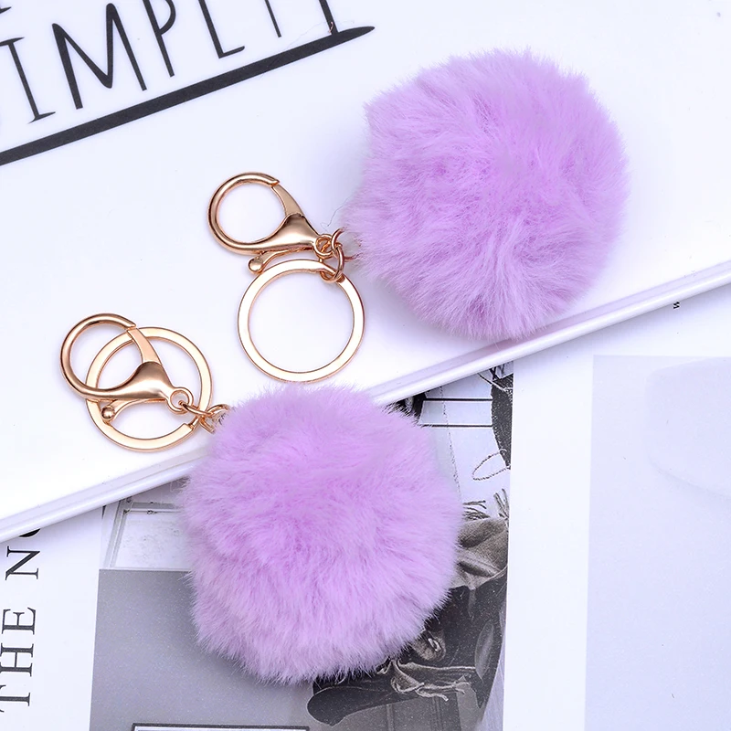 SUKI Прекрасный пушистый искусственный мех мяч цепь с ключом помпон брелок для