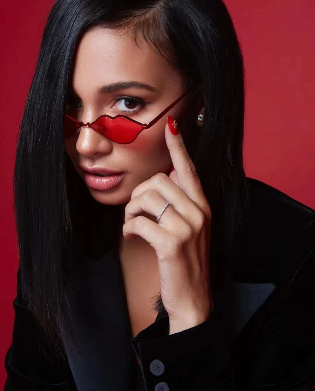 Сексуальные красные губы солнцезащитные очки 90S хиппи винтажные солнечные для