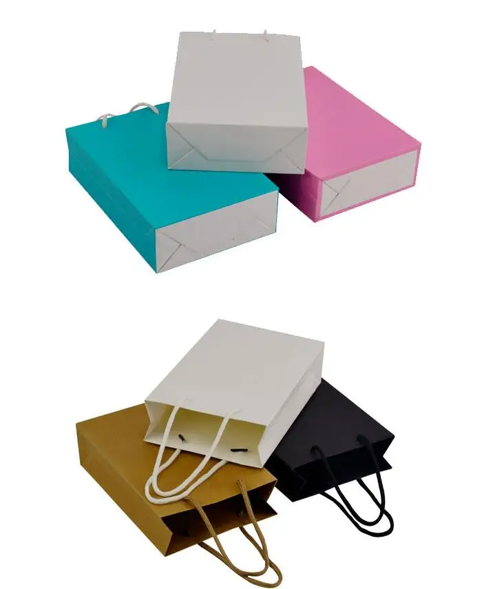 

20pcs Custom Logo Printed (MOQ is 300pcs) Thick Grossy White Paper Bag 250grams Cardboard Paper Shopping Bags with String
