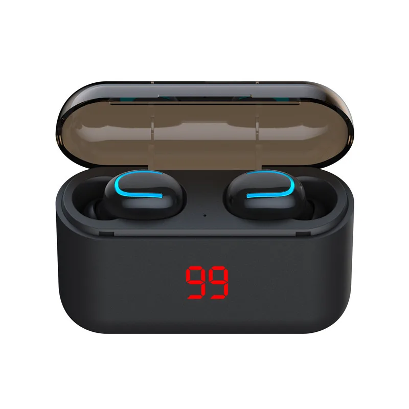 C Q32S светодиодный дисплей беспроводные Bluetooth наушники 5,0 настоящие беспроводные стерео наушники 1500 мАч Зарядка Bluetooth беспроводные наушники - Цвет: C