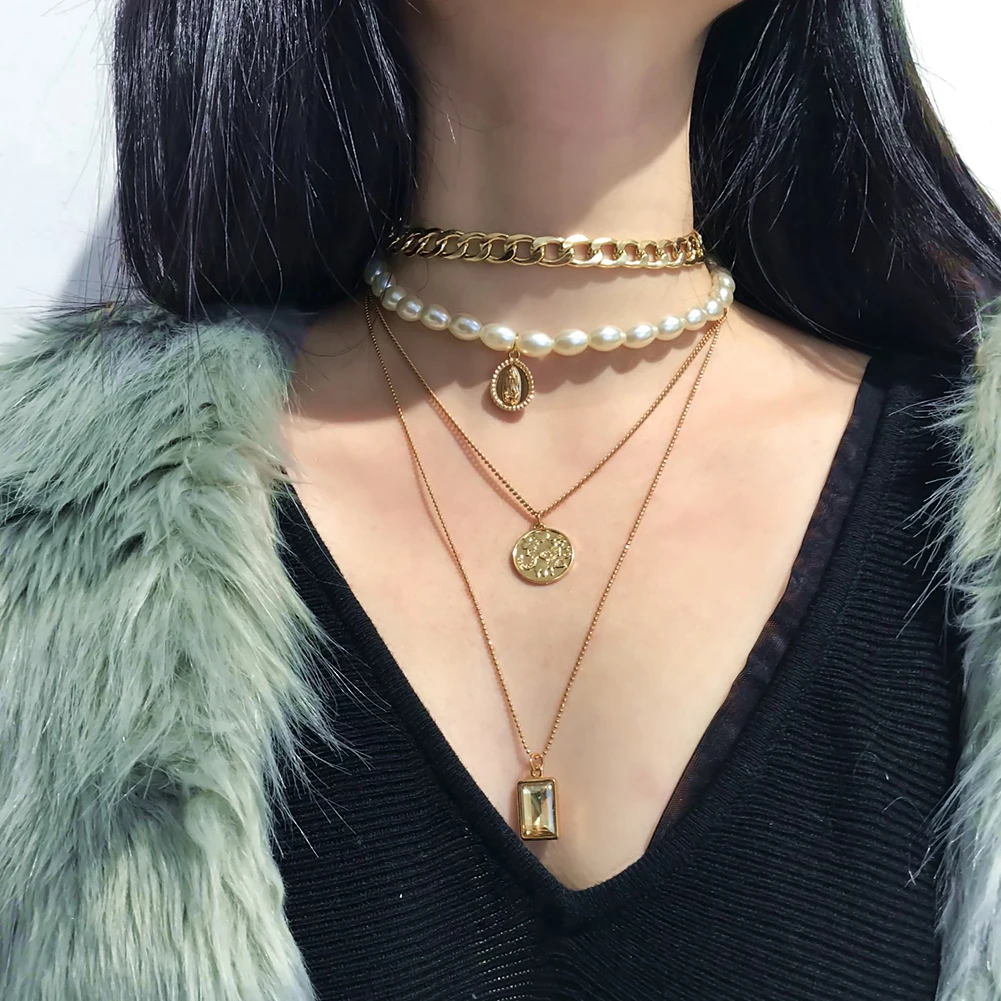 Популярная женская обувь в винтажном стиле Многослойные монета кулон