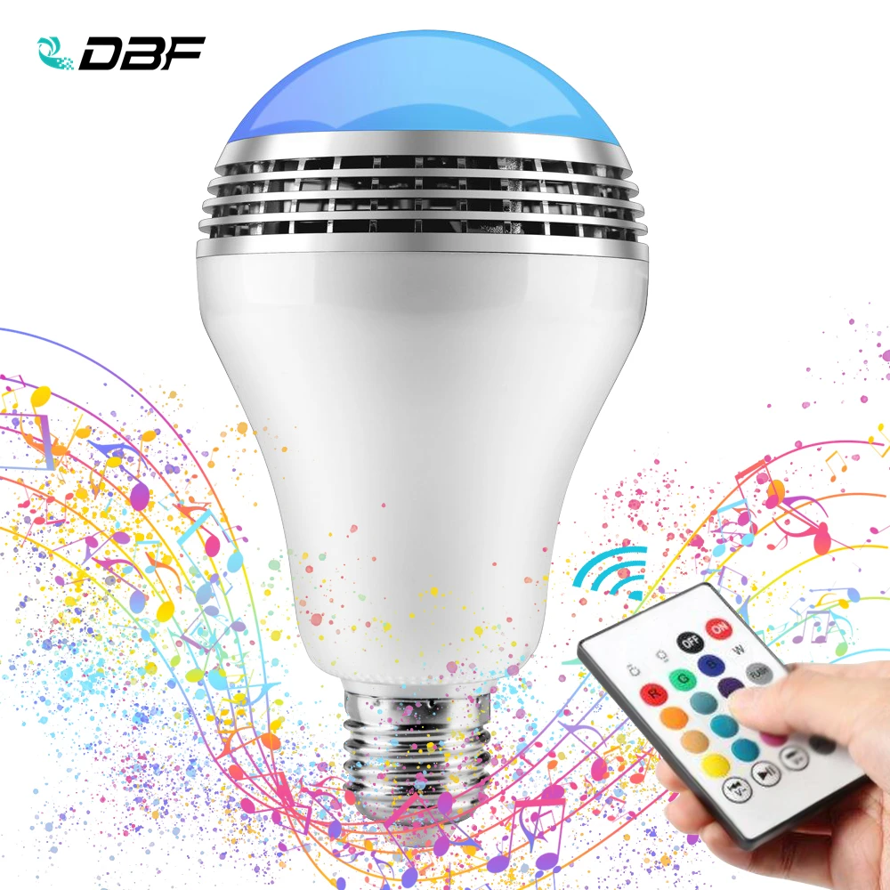 

[DBF] E27 10W RGB LED Bulb Bluetooth Lighting Lamp Colorful Dimmable Speaker Music Lights Bulb With RF 24key Remote Control
