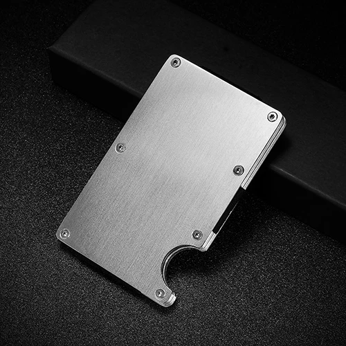 silver NewBring Металлический Мини зажим для денег модный бренд черный белый держатель для кредитных карт ID с RFID Анти-Вор кошелек для мужчин - Цвет: silver