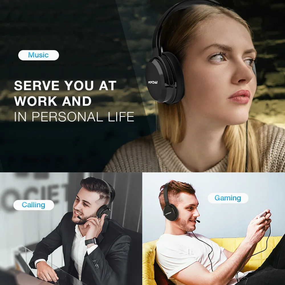 Mpow HC2 проводные наушники с микрофоном для колл-центра Skype 3,5 мм разъем/USB функциональная гарнитура для ПК ноутбука планшета MP4 телефонов